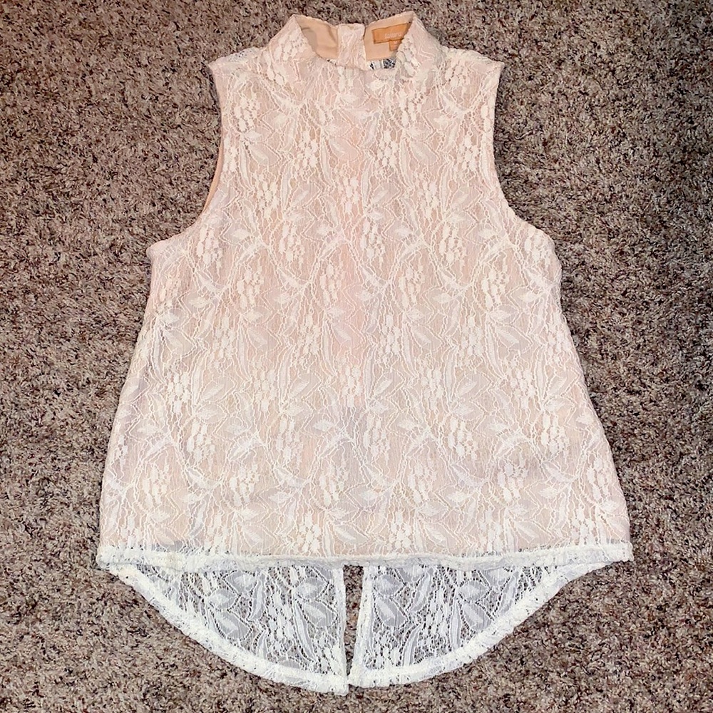 Lace top, buttoned up back, size M